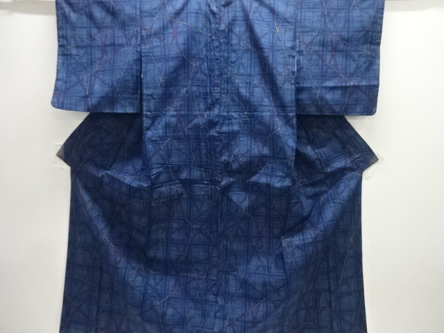 JAPANESE KIMONO / ANTIQUE KIMONO / SILK / TOKAMACHI TSUMUGI / WOVEN GRID